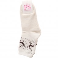 Носки женские «Premier Socks» белые, черные с оленями