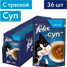 Уп.Влаж­ный корм для кошек «Felix» Суп с трес­кой, 36х48 г