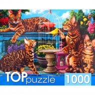 Пазл «Рыжий кот» Бенгальские коты в саду, ХТП1000-4143, 1000 элементов