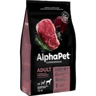 Корм для собак «AlphaPet» 121301, для взрослых собак, макси, говядина и потрошки, 12 кг