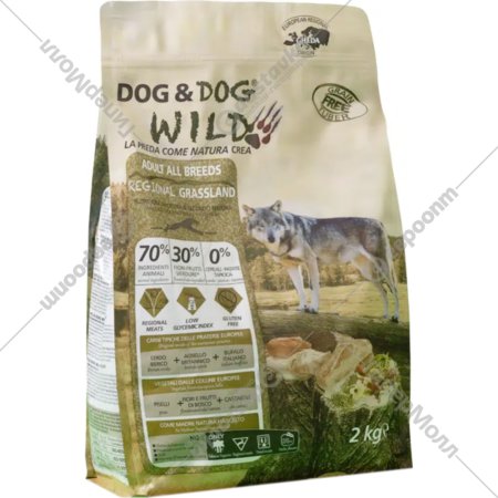 Корм для собак «Dog&Dog» Wild, 2317, свинина, ягненок, буйвол, 2 кг