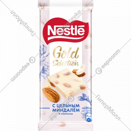 Шоколад «Nestle» Gold Selection, белый, с миндалем и кокосом, 80 г