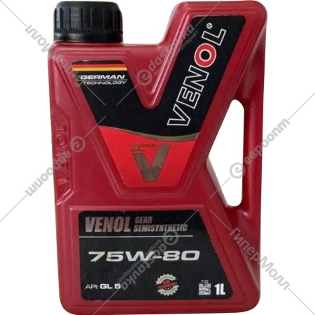 Трансмиссионное масло «Venol» Gear Semisynthetic, GL5 75W80, 221001, 1 л