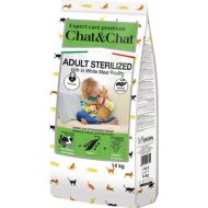 Корм для кошек «Chat&Chat» Expert, 3843, для взрослых стерилизованных кошек, мясо птицы, 14 кг