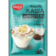 Каша овсяная Gurmina Bistro + протеин, смесь злаков с бананом и миндалём, 40 г