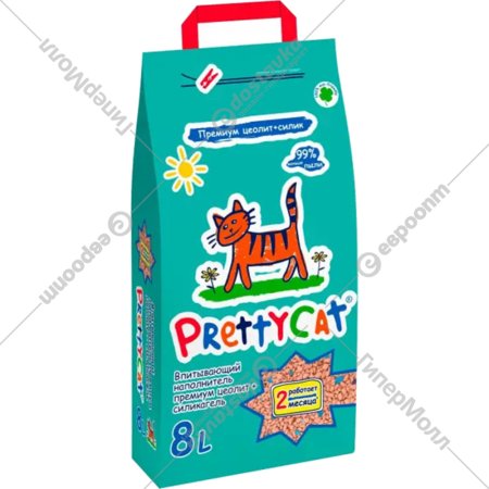 Наполнитель для туалета «PrettyCat» Premium, впитывающий, глиняный, с део-кристаллами, 4 кг