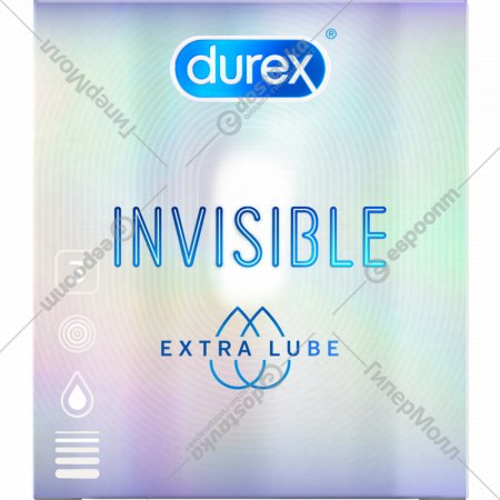 Презервативы «Durex» Invisible Extra Lube, натуральный латекс, 3105920, 3 шт