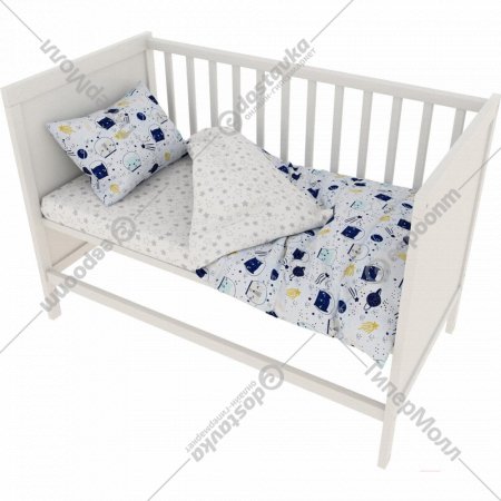 Комплект детского постельного белья «Amarobaby» Baby Boom, КПБ-3-Космос, белый