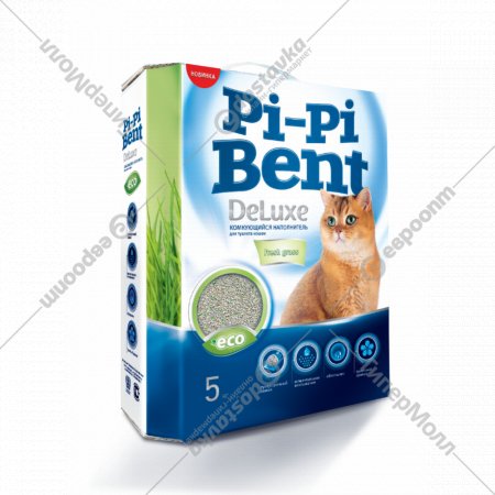 Наполнитель для туалета «Pi-Pi-Bentc» Deluxe Fresh Grass, бентонит, 5 кг