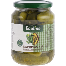 Огурцы маринованные «Ecoline» корнишоны, 720 мл