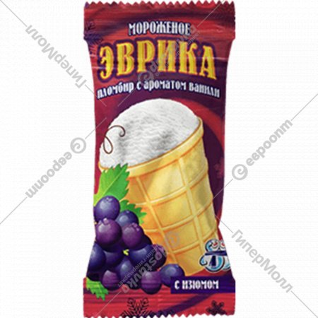 Мороженое «УП Минский хладокомбинат №2» Эврика, с изюмом, 80 г