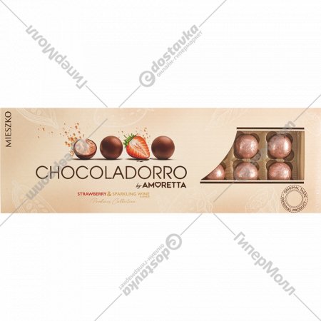 Кон­фе­ты «Mieszko» Chocoladorro, с начинкой из клубники и игристого вина, 174 г