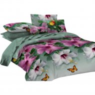 Комплект постельного белья «Amore Mio» Мако-сатин Bell Микрофибра, двухспальный, 24628, зеленый/розовый