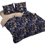 Комплект постельного белья «Amore Mio» Мако-сатин Delight Микрофибра 2.0, двухспальный, 31460, синий/лиловый/бежевый