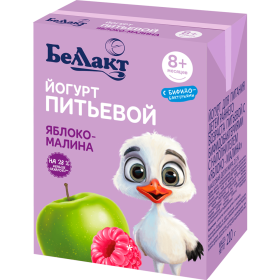 Йогурт пи­тье­вой «Бел­лак­т» дет­ский, яблоко-малина, 2.6%, 210 г
