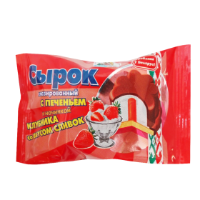 Сырок тво­рож­ный гла­зи­ро­ван­ный «Мо­лоч­ная стра­на» с пе­че­ньем, клуб­ни­ка, 40 г
