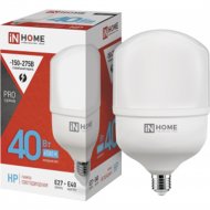 Лампа светодиодная «In Home» LED-HP-PRO, 40Вт, 230В, Е27, с адаптером E40, 6500К, 3800Лм