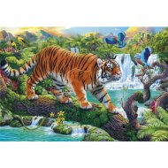 Картина по номерам «Рыжий кот» Красивый тигр на дереве, Х-9562