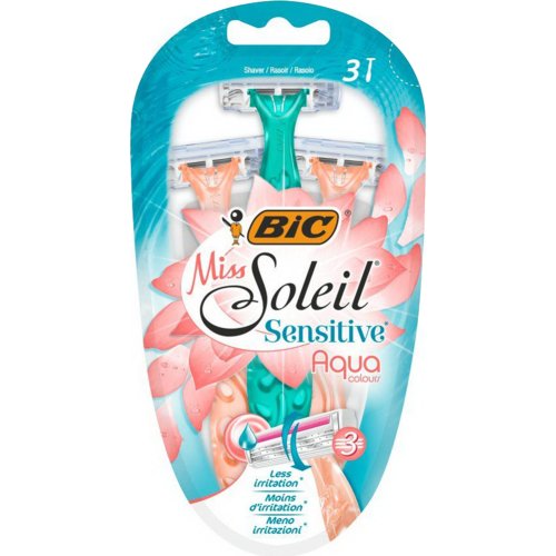 Одноразовые бритвы «BIС» Miss Soleil Sensitive Aqua Colors, 3 шт