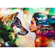 Алмазная живопись «Darvish» Волк и девушка, DV-9512-18, 30х40 см
