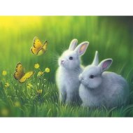 Алмазная живопись «Darvish» Два кролика и бабочки, DV-9514-13, 40х50 см