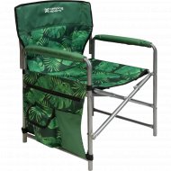 Кресло складное «Ника» С карманами 1, КС1, тропические листья на темном