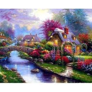 Алмазная живопись «Darvish» Красивая деревня у реки, DV-9518-10, 40х50 см