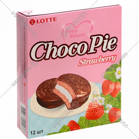 Печенье «Lotte Choco Pie» со вкусом клубники, 336 г