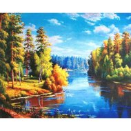 Алмазная живопись «Darvish» Озеро в лесу, DV-9517-6, 30х40 см