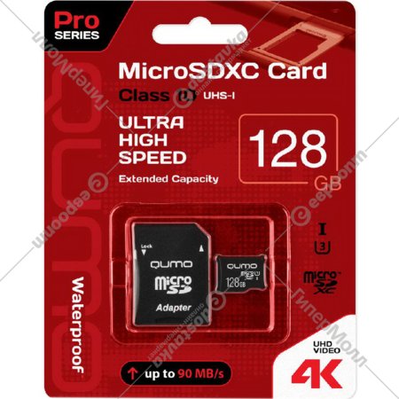 Карта памяти «Qumo» MicroSDXC 128GB, Q33344, QM128GMICSDXC10U3NA