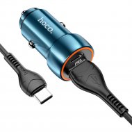 Автомобильное зарядное устройство «Hoco» Z46A, Usb QC3.0+Type-C PD20W + кабель Type-C - Light, металлик