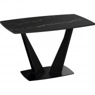 Раздвижной стол «ТриЯ» Фабио 1, стекло матовое черный мрамор/черный муар, 1300х800 мм