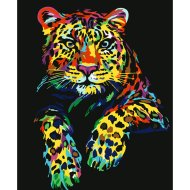 Набор для рисования «Darvish» по номерам, Леопард, на черном холсте, DV-14328, 40х50 см