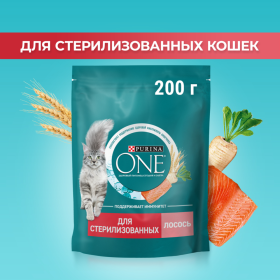 Корм для кошек «Purina One» c ло­со­сем и пше­ни­цей, 200 г