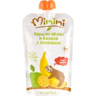 Пюре «MIMIMI» яблочно-банановое с печеньем для детского питания, 180 г