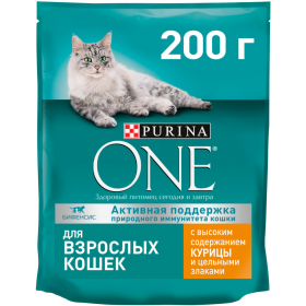 Корм для кошек «Purina One» с ку­ри­цей и цель­ны­ми зла­ка­ми, 200 г