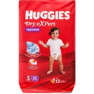 Подгузники-трусики детские Huggies Dry Expert, 12-17 кг, р. 5, 15 шт