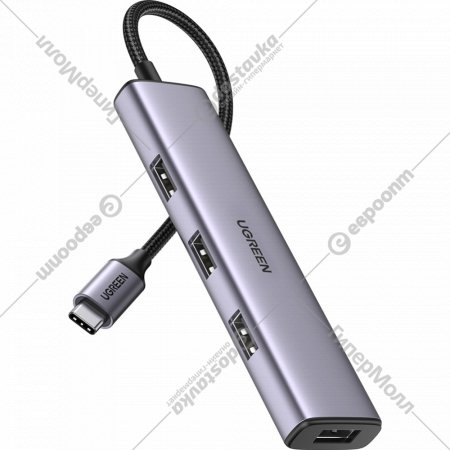 USB-хаб «Ugreen» USB-C to 4хUSB 3.0 Hub Without power port CM473, space gray, 20841