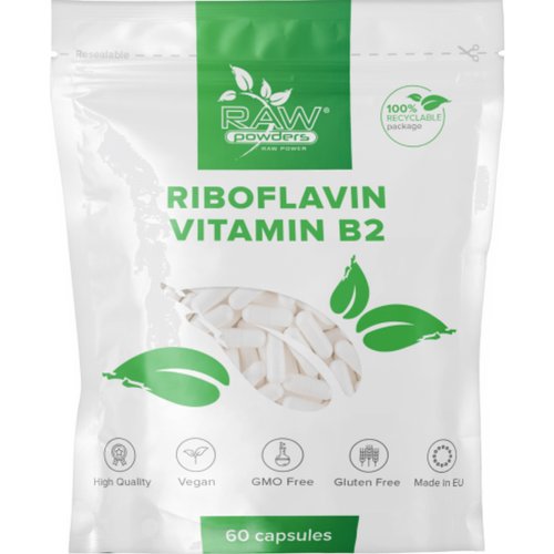 БАД «Raw Powders» Riboflavin Витамин B2, 100 мг, 60 шт