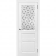 Дверь «Эстель» Честер ДО Белая эмаль/Матовое рисунок, 200х60 см