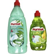 Набор средств для мытья посуды Purmat Zitrone/Limette + Aloe/Gruner Tee, 450+900 мл