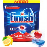 Таблетки для посудомоечных машин «Finish» All in One Max, лимон, 94 шт