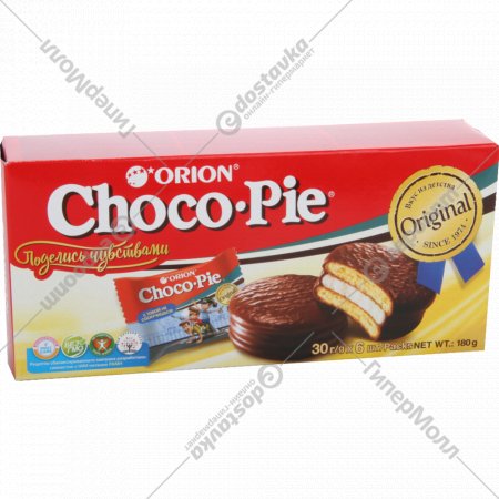 Печенье-бисквит «Choco Pie Orion» Оригинал, 6х30 г