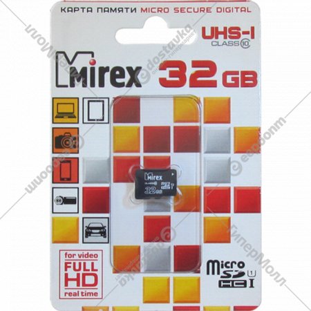 Карта памяти microSDHC «Mirex» 13612-MCSUHS32, 32GB.