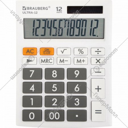 Калькулятор «Brauberg» ULTRA-12-WT, 250496, белый