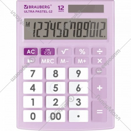 Калькулятор «Brauberg» ULTRA PASTEL-12-PR, 250505, сиреневый