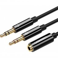 Кабель «Ugreen» 3.5mm Female to 2 Male Audio Cable ABS Case, AV140, black, 20898, 20 см