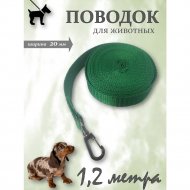 Поводок для кошек и собак «Омегафарм» OMF2399, зеленый, 1.2 м x 2 см + карабин средний темный никель