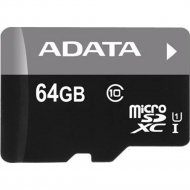 Карта памяти «A-Data» microSDXC 64GB + адаптер, AUSDX64GUICL10A1-RA1