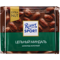 

Шоколад "РИТТЕР"экстра мол.цел.минд.100г